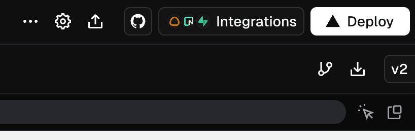 v0のIntegrationsボタン